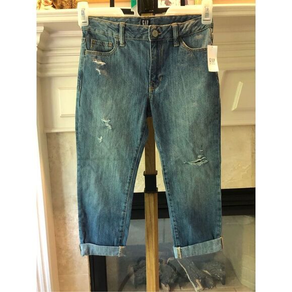 Gap Kids Denim Girls Blue Girlfriend Jeans Size 7  Plus NWT - Picture 1 of 6